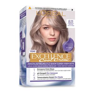 کیت رنگ مو لورآل مدل Excellence شماره ۸.۱۱ حجم ۴۸ میلی لیتر رنگ دودی نسکافه ای
